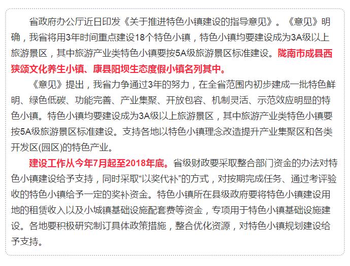 甘肅計(jì)劃3年建18個(gè)特色小鎮(zhèn)，看看隴南有幾個(gè)~