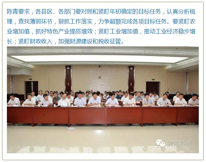陳青在市政府全體會議上強調(diào)：緊盯一個目標抓好九大任務(wù)落實強化三項保障，確保全市經(jīng)濟社會持續(xù)快速發(fā)展
